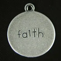 13mm(.5in) Round Stamped Tag Faith Charm, Classic Silver pk/6