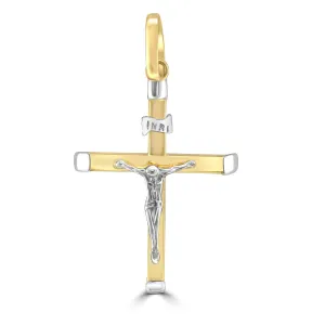 14 Karat Two Tone Crucifix Cross Pendant