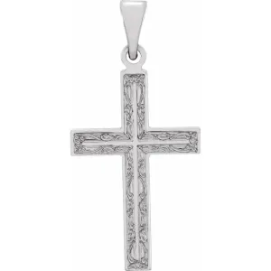 14K White Gold Fancy Cross Pendant