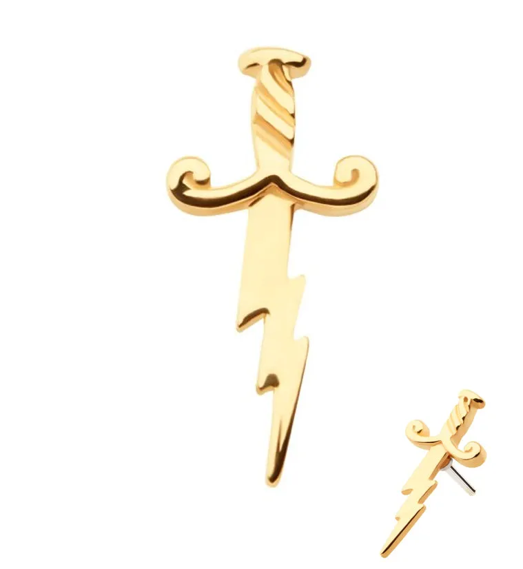 14kt Gold Dagger Bolt Threadless Top