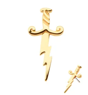 14kt Gold Dagger Bolt Threadless Top