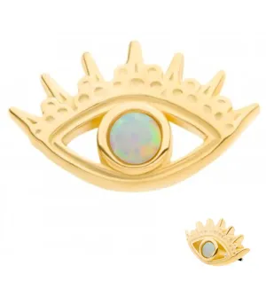 14kt Gold Evil Eye White Opalite Threadless Top