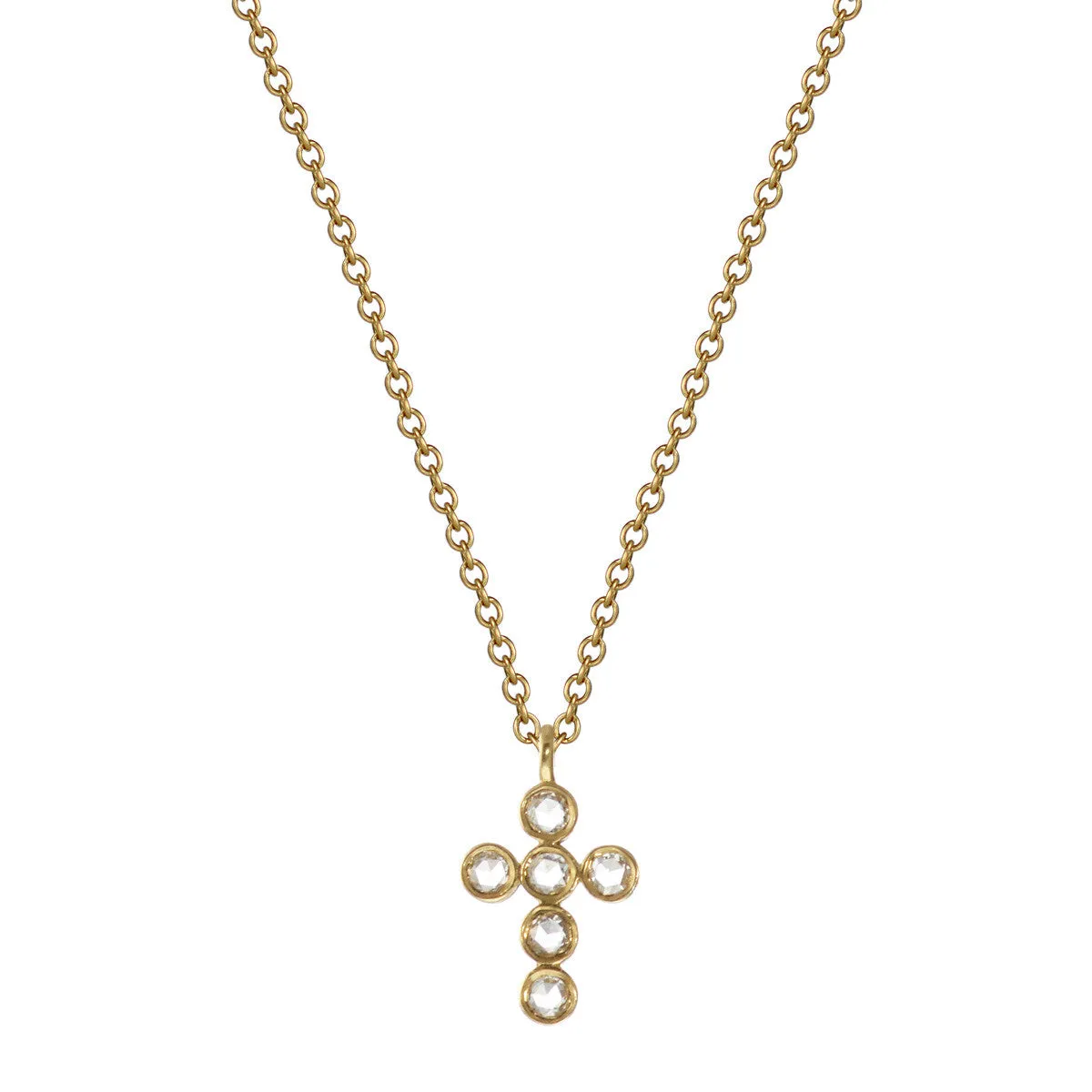 18K Gold Diamond Cross Pendant