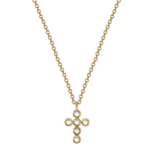 18K Gold Diamond Cross Pendant