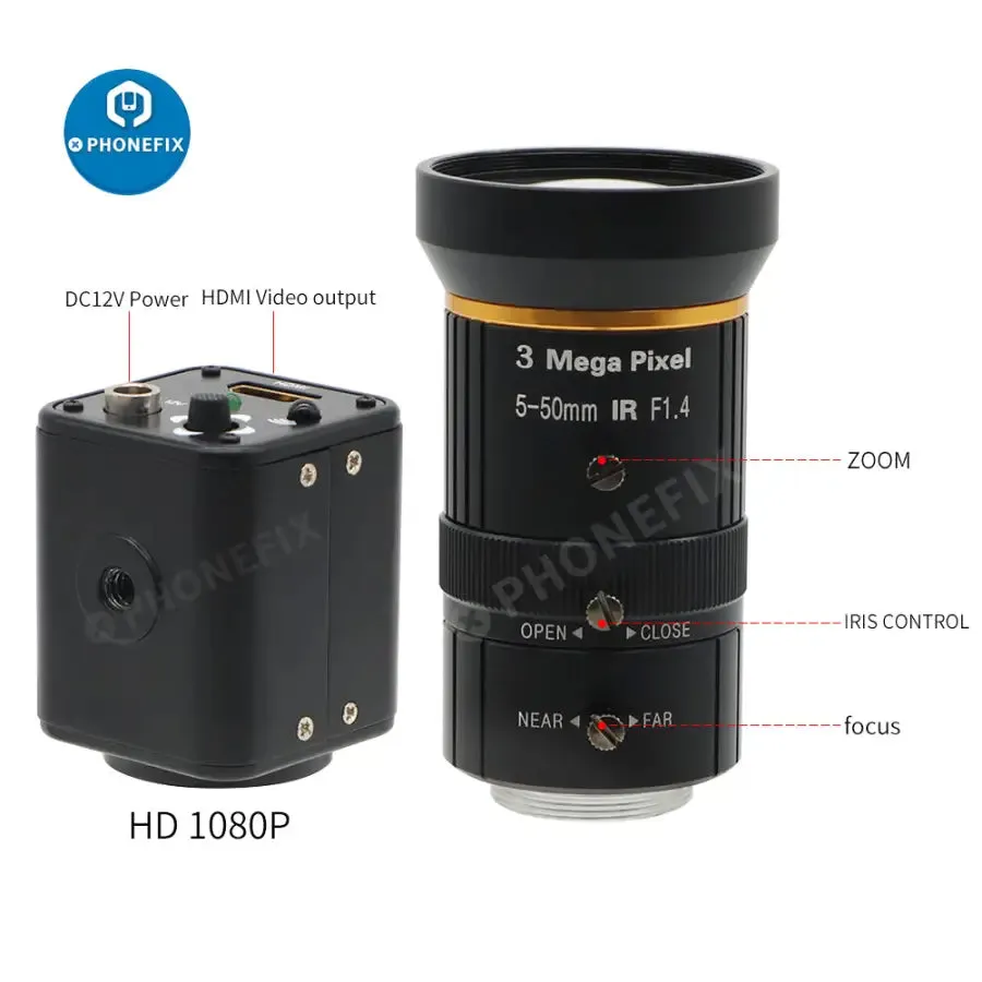 2.0MP 1080p Live Stream Camera 5.0-50mm F1.4 CCTV Lens