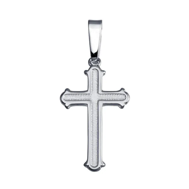 925 Sterling Silver Silver Finish High Polished Cross Pendant