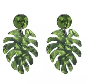 Acrylic Palm Leaf Drop Earrings