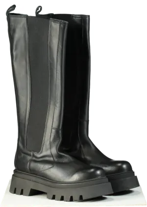 ALOHAS Black Leather Chunky Knee High Boots UK 7 EU 40