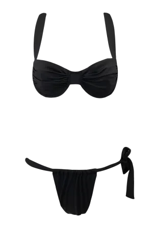 Anna Black Ruched Low Rise Bikini