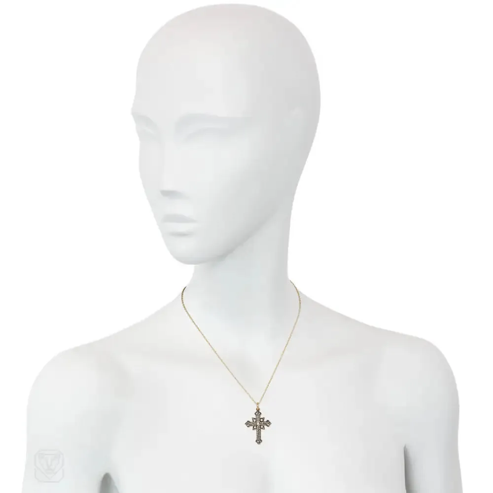 Antique diamond cross pendant