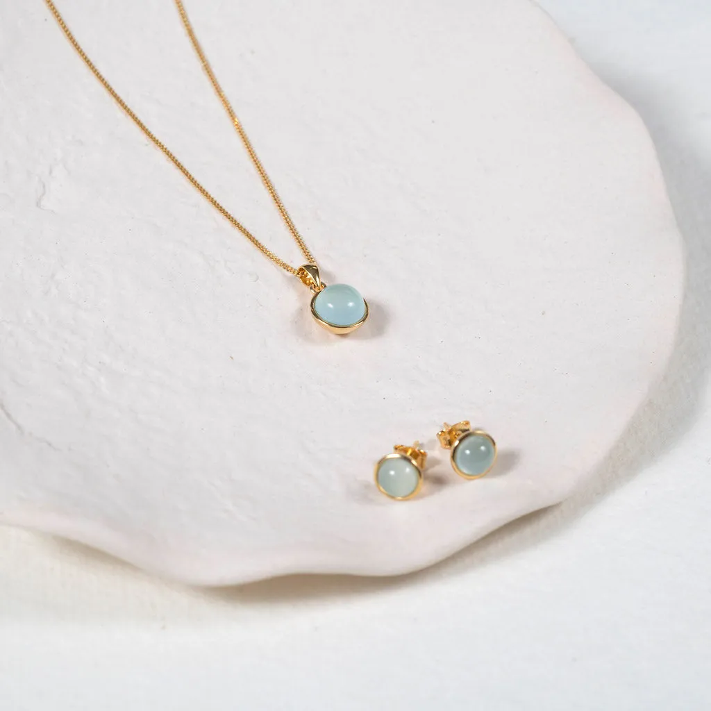 Aurora Aqua Chalcedony & Gold Vermeil Stud Earrings