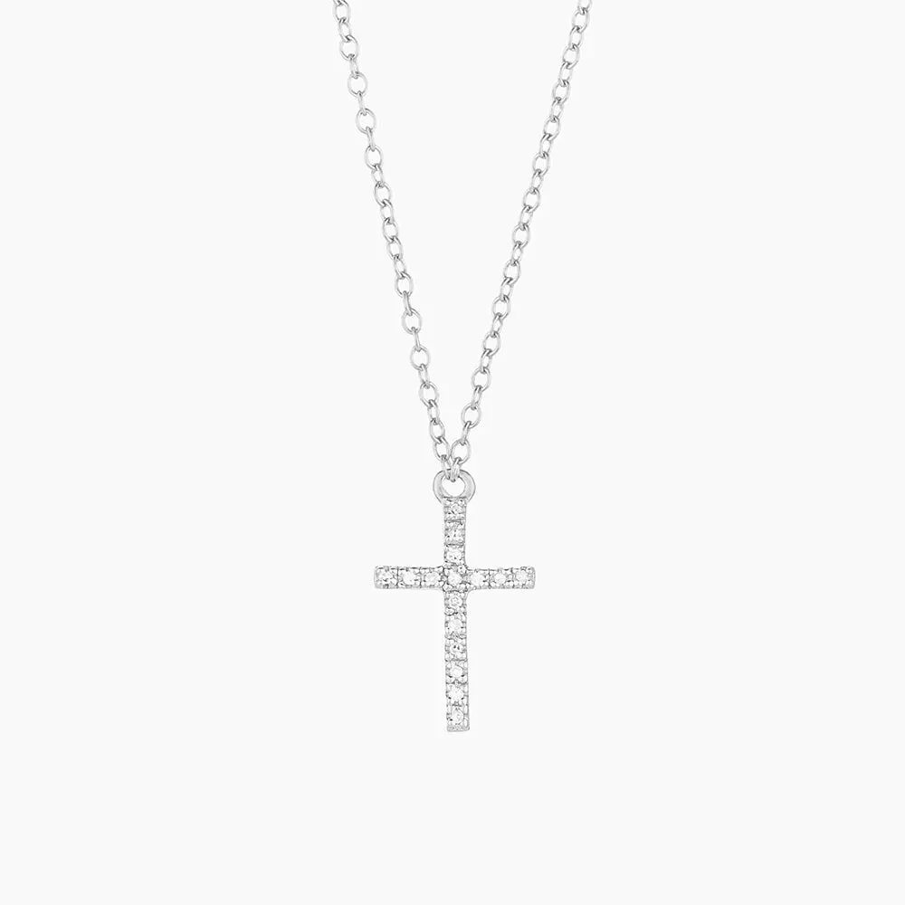 Believe Cross Pendant Necklace in Silver