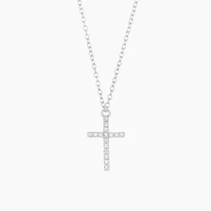 Believe Cross Pendant Necklace in Silver