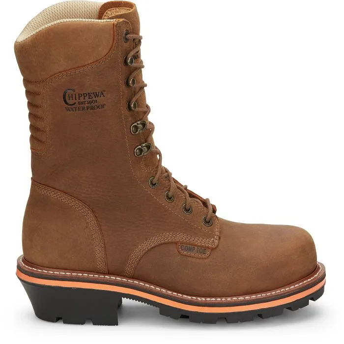 Chippewa Men's Thunderstruck 10" Nano Comp Toe Work Boot Brown- TH1030