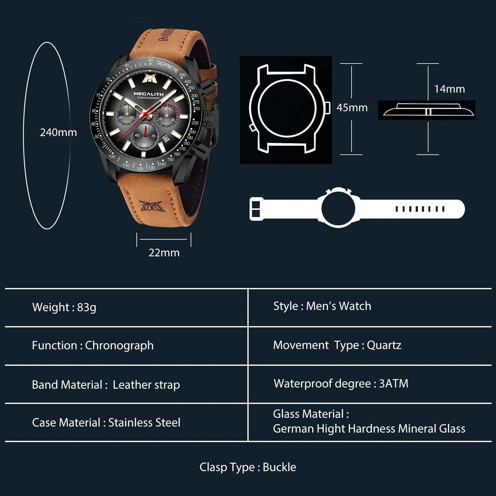 Chronograph Watch | Leather Band | 8274M