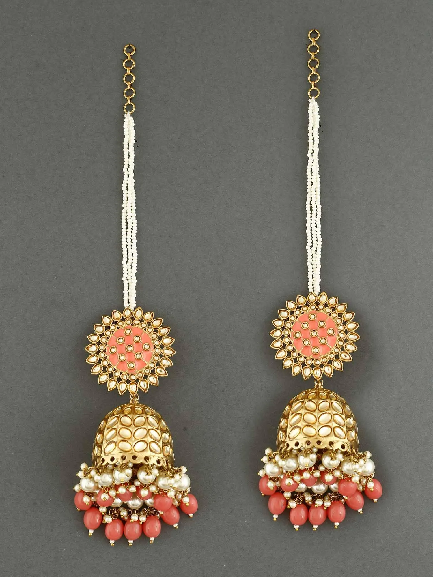 Coral Maharani Sahara Jhumkis