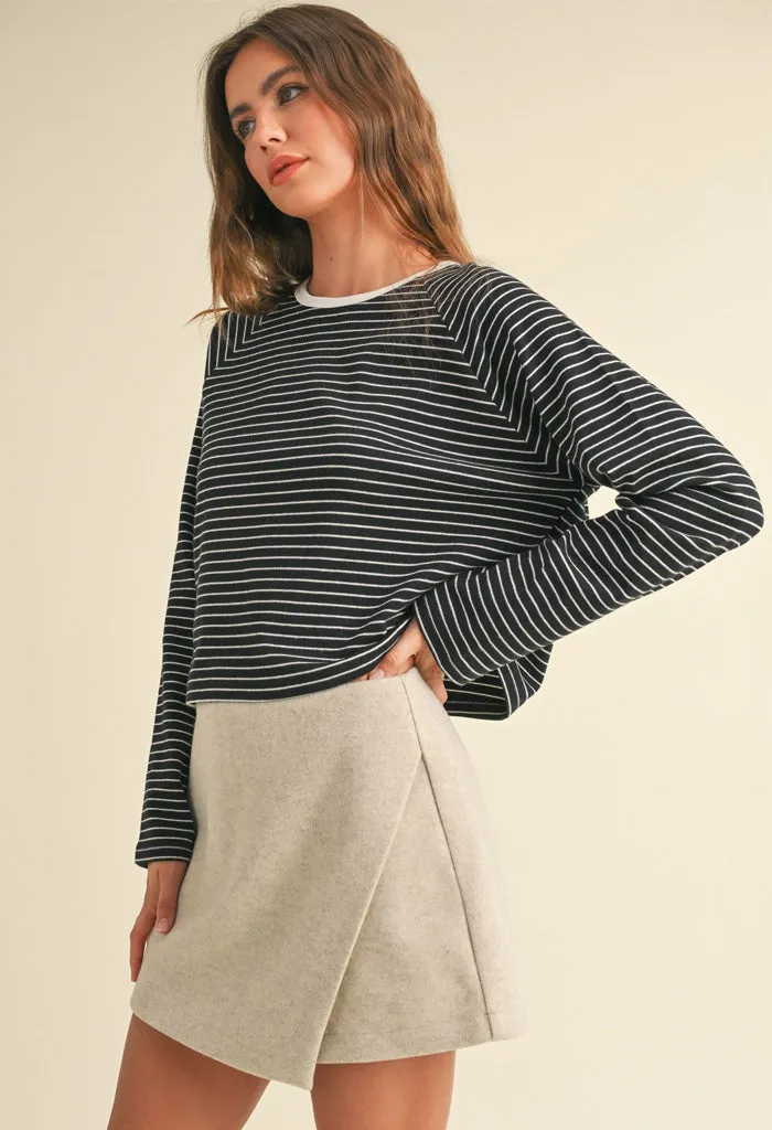 Emma Knit Top-Black/White Stripe