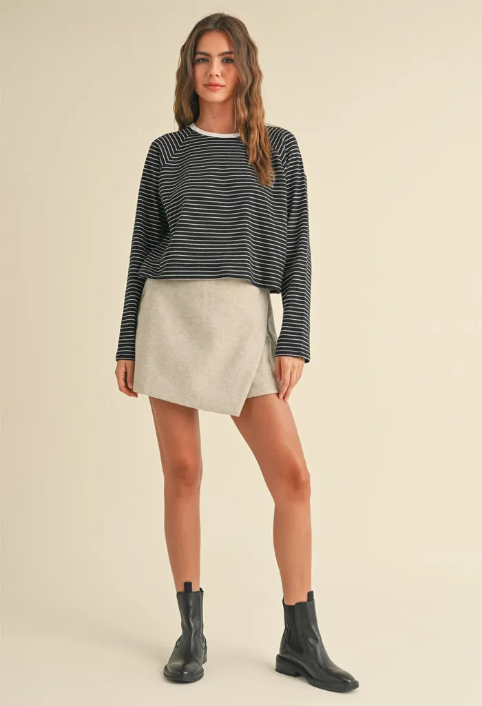 Emma Knit Top-Black/White Stripe