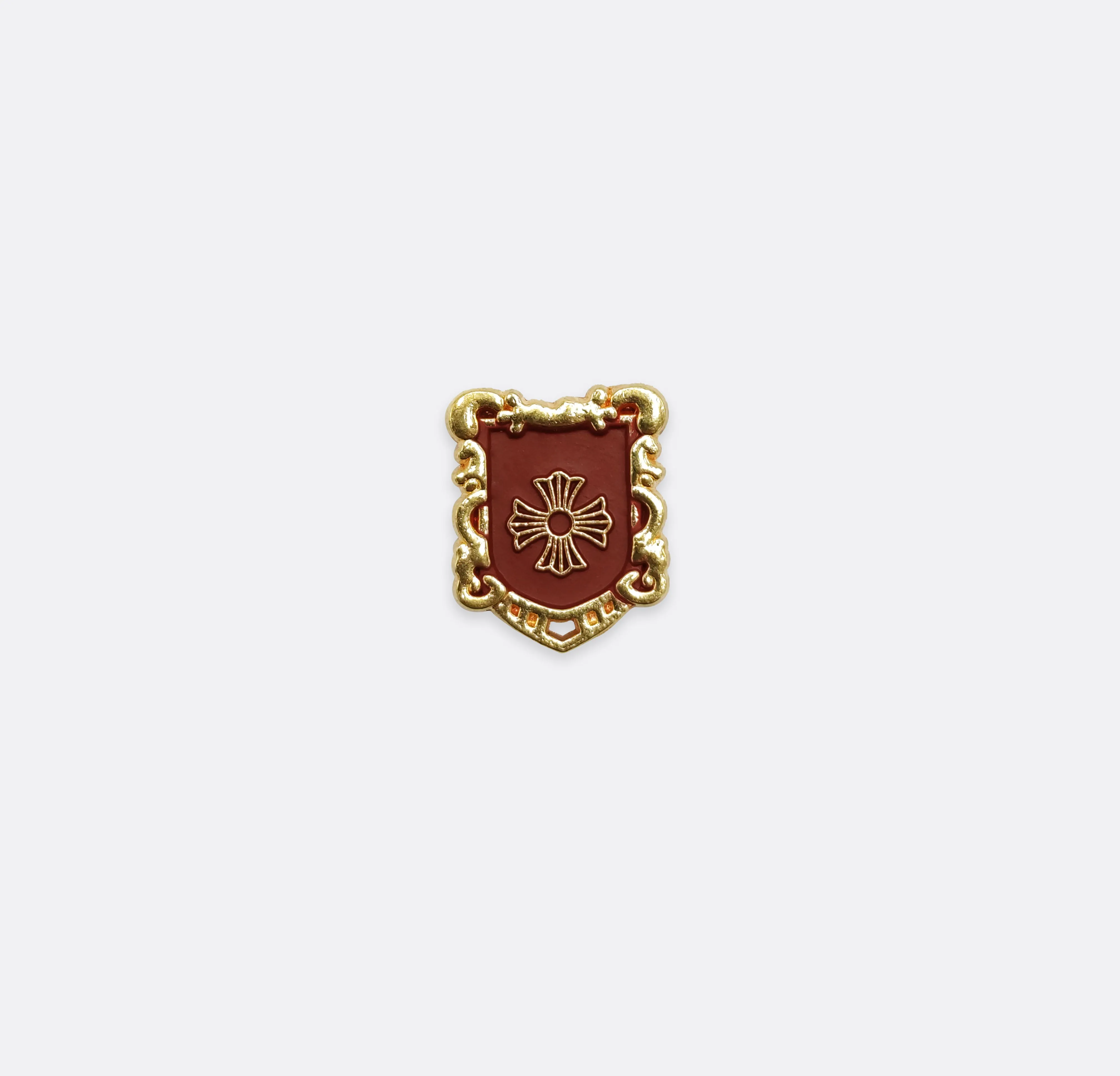 IRON CROSS KNIGHT SHieLD – Maroon AND GOLD LAPEL PINS