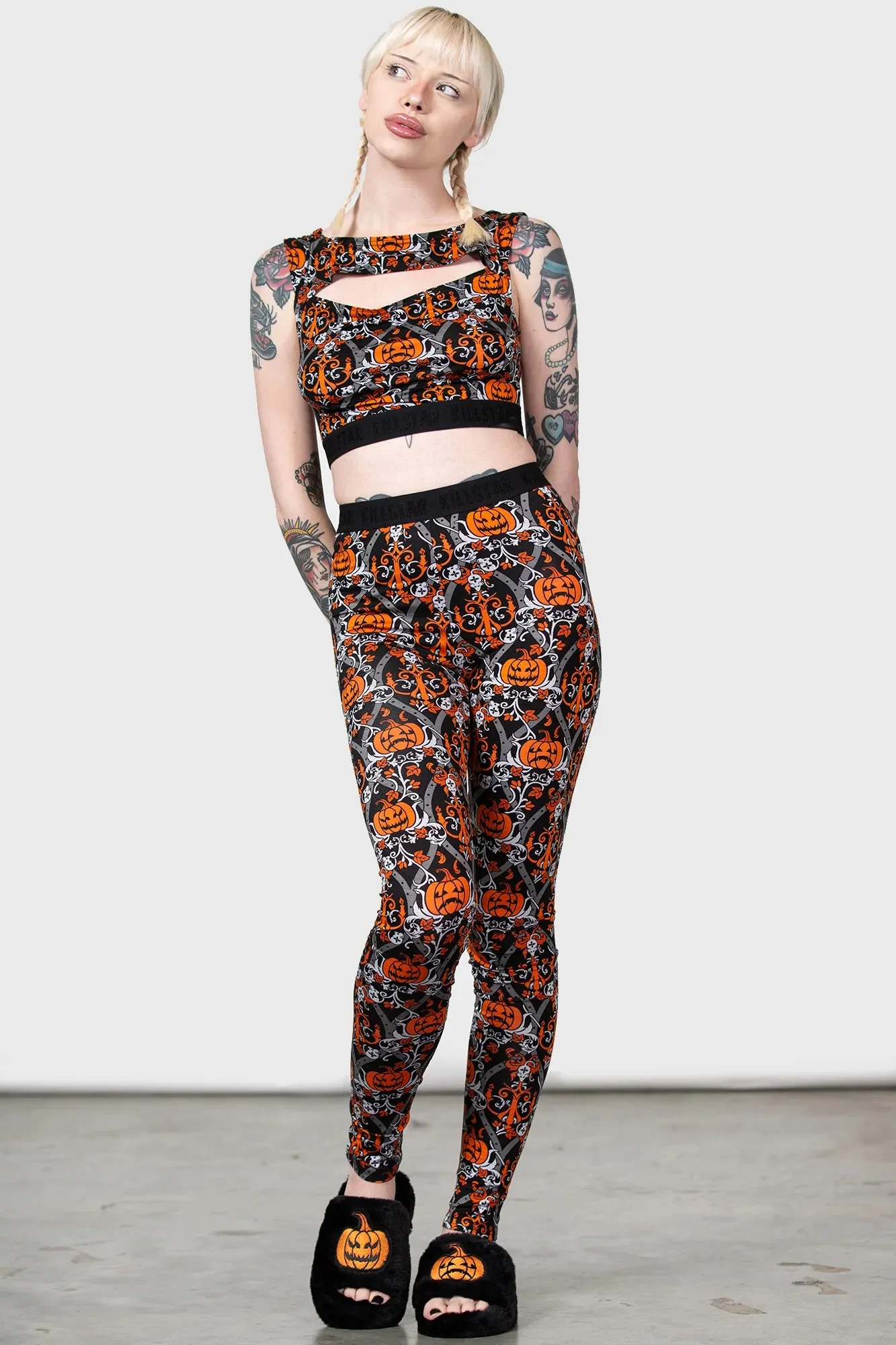 Killstar Haunted Leggings Pumpkin Halloween Print