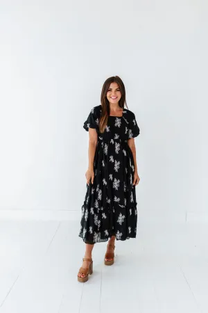 Lola Embroidered Dress in Black