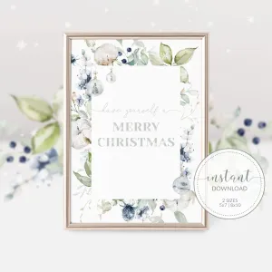 Merry Christmas Sign Printable, Pastel Winter Holiday Decor, INSTANT DOWNLOAD AW100