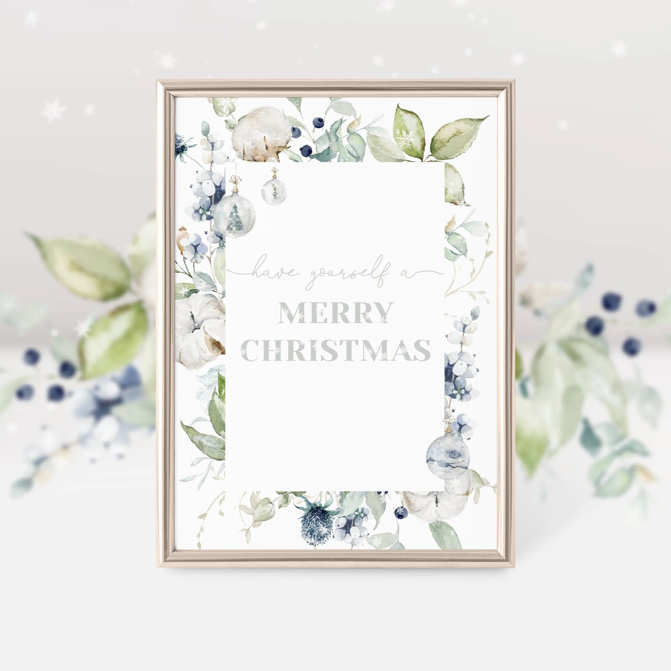 Merry Christmas Sign Printable, Pastel Winter Holiday Decor, INSTANT DOWNLOAD AW100