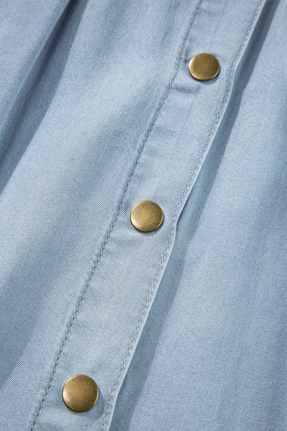 Mist Blue Fully Buttoned Long Denim Skirt