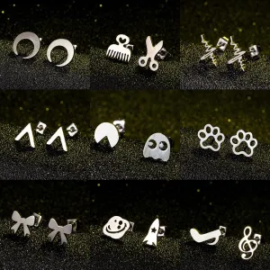 Multiple Silver Stainless Steel Cute Stud Earrings for Women Girls 2018 Fashion Minimalist Earrings Carnations Jewlery Gifts