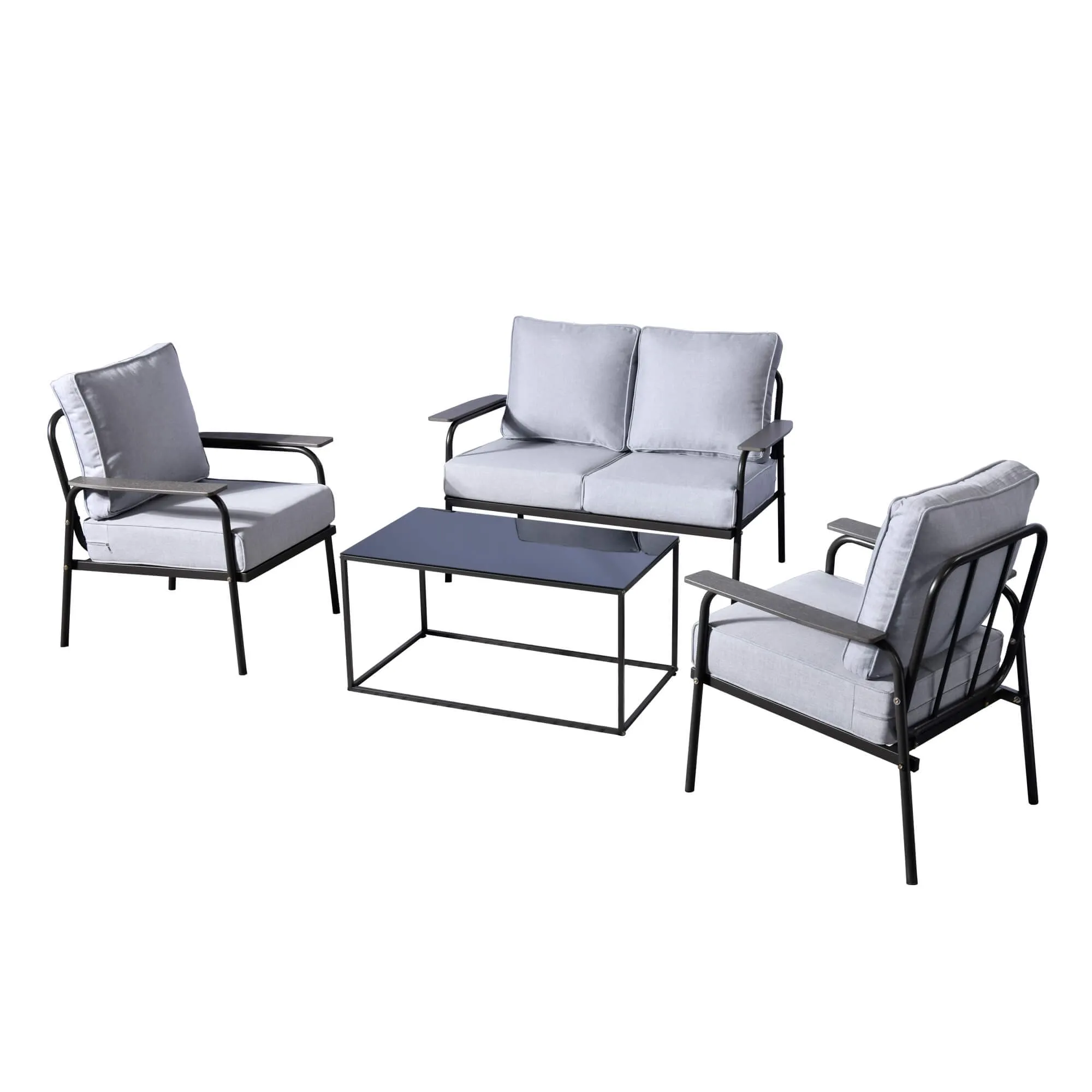 Ovios Outdoor Bistro Table Set 4 Piece with 5'' Cushion, Olefin Fabric