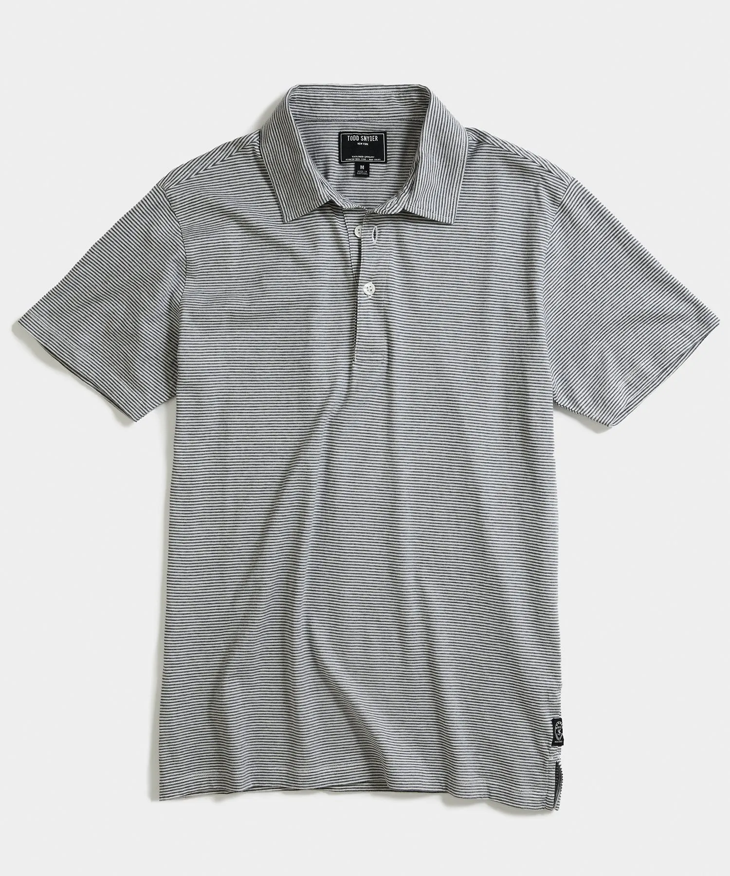 Portuguese Micro Stripe Polo in Grey