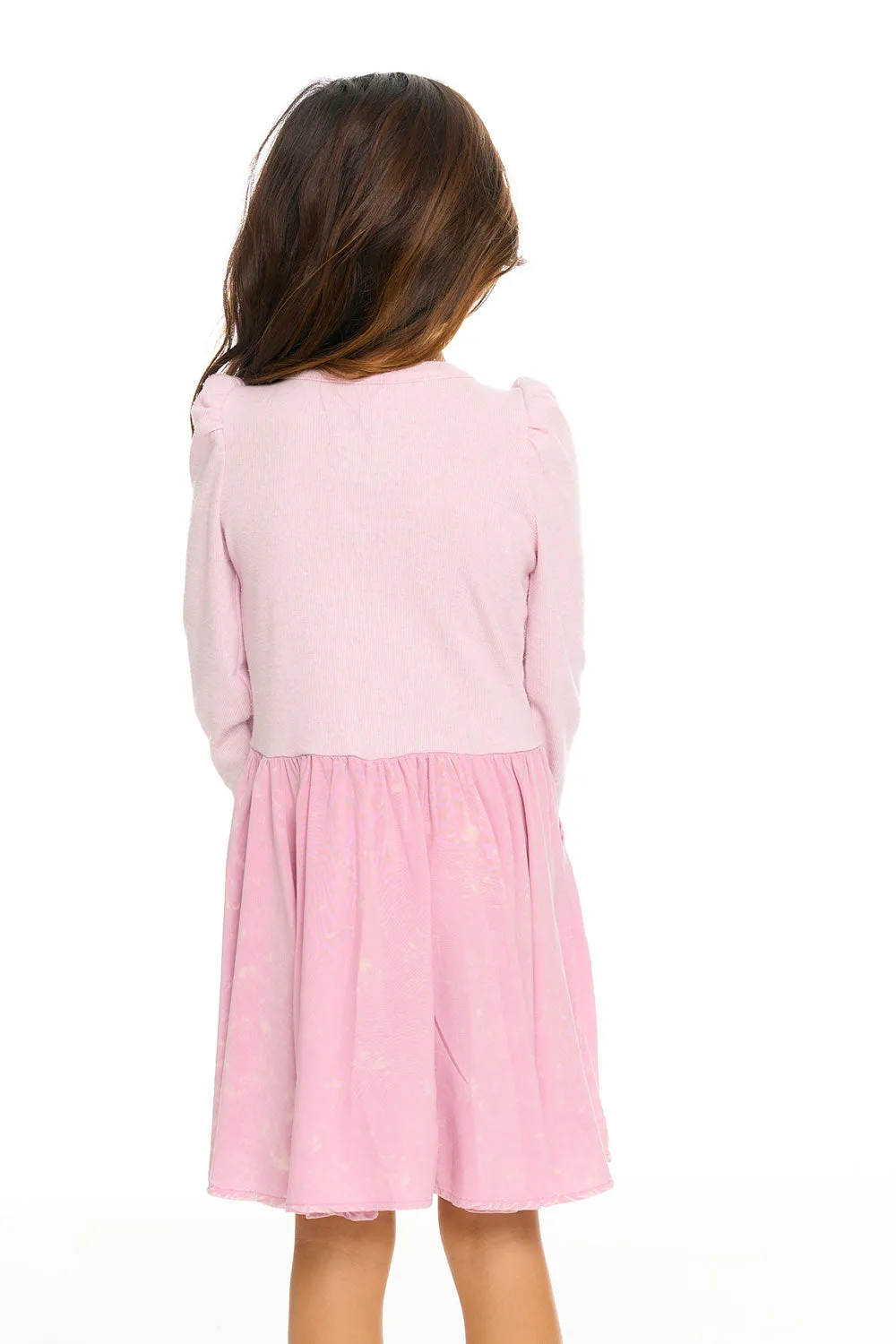 Puff Long Sleeve Dress With Twirl Skirt