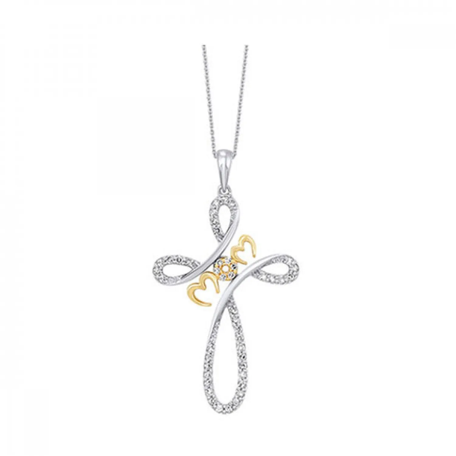 Silver Diamond Cross Pendant